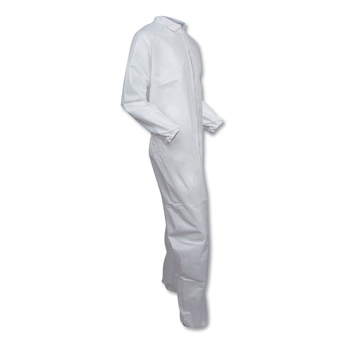 A30 Elastic-Back and Cuff Coveralls, 1" Flap, X-Large, White, 25/Carton