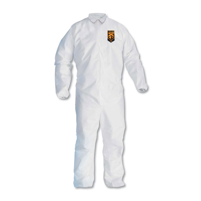 A30 Elastic-Back and Cuff Coveralls, 1" Flap, 2X-Large, White, 25/Carton