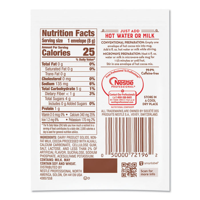 No-Sugar-Added Hot Cocoa Mix Envelopes, Rich Chocolate, 0.28 oz Packet, 30/Box