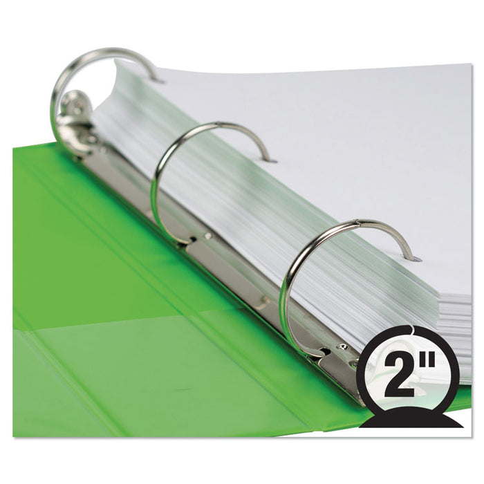 Earth's Choice Plant-Based Durable Fashion View Binder, 3 Rings, 2" Capacity, 11 x 8.5, Lime, 2/Pack