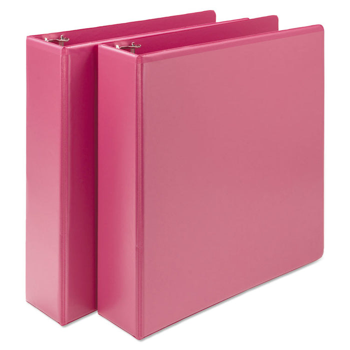 Earth's Choice Plant-Based Durable Fashion View Binder, 3 Rings, 2" Capacity, 11 x 8.5, Berry, 2/Pack