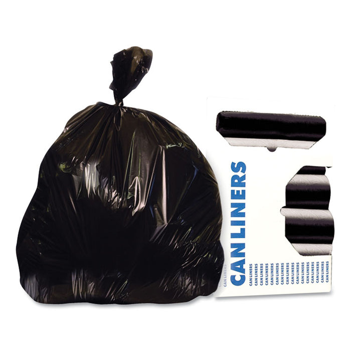 Linear Low Density Can Liners with AccuFit Sizing, 55 gal, 0.9 mil, 40" x 53", Black, 20 Bags/Roll, 5 Rolls/Carton