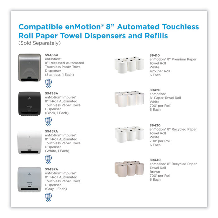 enMotion EPA Compliant Paper Towel, 8.25" x 700 ft, White, 6 Packs/Carton