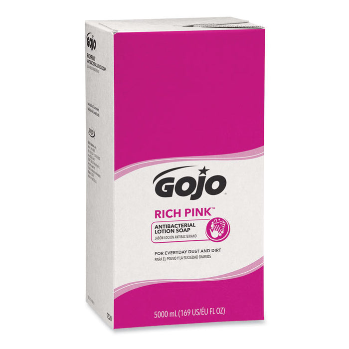 RICH PINK Antibacterial Lotion Soap Refill, Floral Scent, 5,000 mL, 2/Carton
