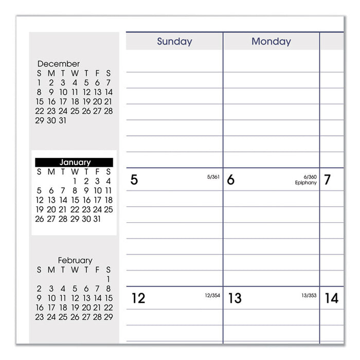 DayMinder Monthly Planner, Ruled Blocks, 12" x 8", Black Cover, 14-Month: Dec 2025 to Jan 2027