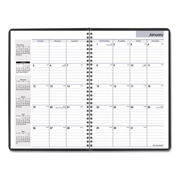 DayMinder Monthly Planner, Ruled Blocks, 12" x 8", Black Cover, 14-Month: Dec 2025 to Jan 2027