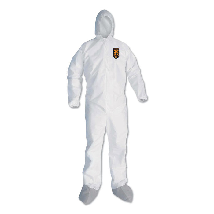 A45 Liquid/Particle Protection Surface Prep/Paint Coveralls, Hood, Elastic Wrist/Ankles, Boots, 3X-Large, White, 25/Carton