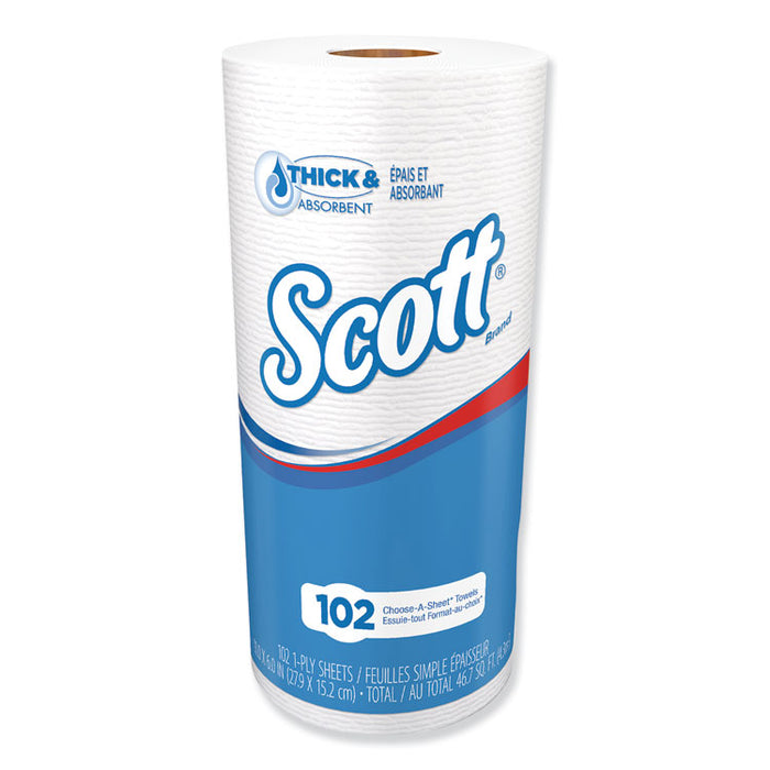 Choose-A-Sheet Kitchen Roll Paper Towels, 1-Ply, 4.8 x 11, White, 102 Sheets/Roll, 24/Carton
