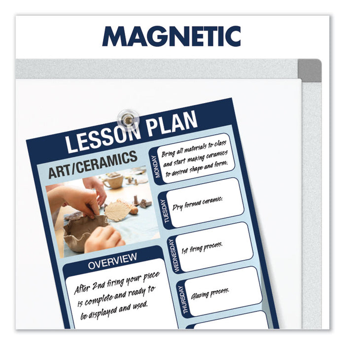 Porcelain Magnetic Whiteboard, 72" x 48", White Surface, Satin Aluminum Frame