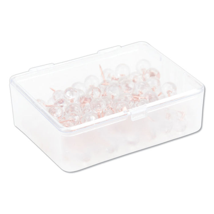 Fashion Sphere Push Pins, Plastic, Clear/Rose Gold, 0.44", 100/Pack