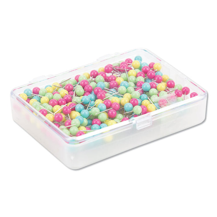 Map Push Pins, Plastic, Assorted, 0.5", 300/Pack