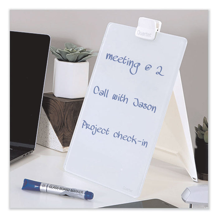Glass Dry Erase Desktop Copy Holder, Holds Up to 20 Letter Size Sheets, Plastic, White
