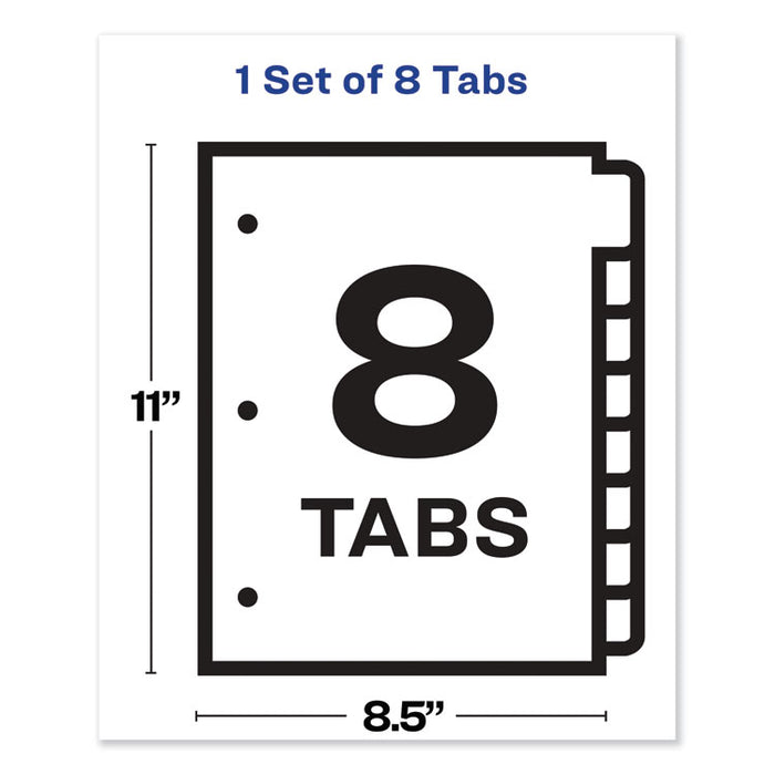 Print and Apply Index Maker Clear Label Dividers, 8-Tab, Color Tabs, 11 x 8.5, White, Traditional Color Tabs, 1 Set