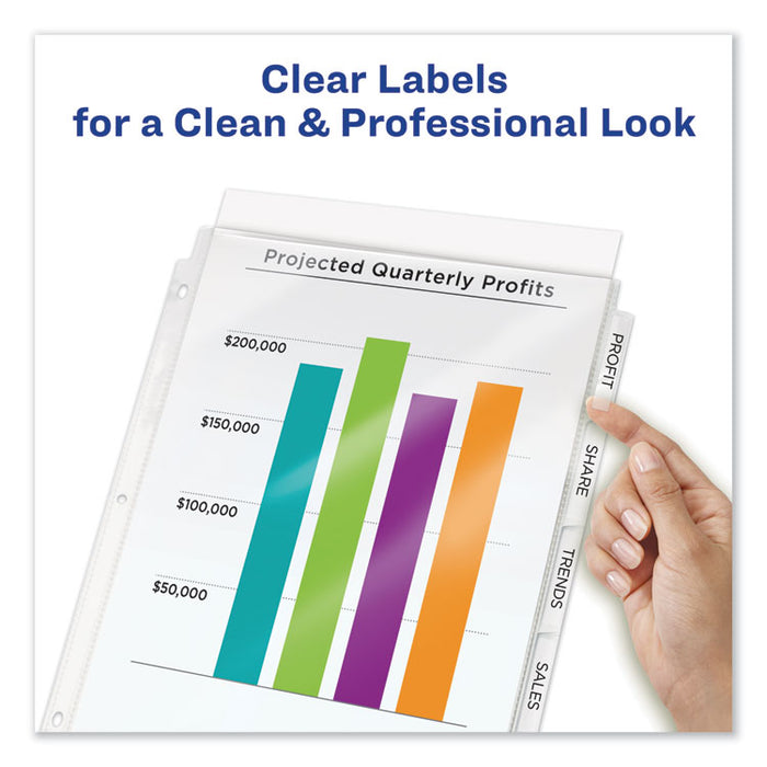 Print and Apply Index Maker Clear Label Sheet Protector Dividers with White Tabs, 5-Tab, 11 x 8.5, White, 1 Set