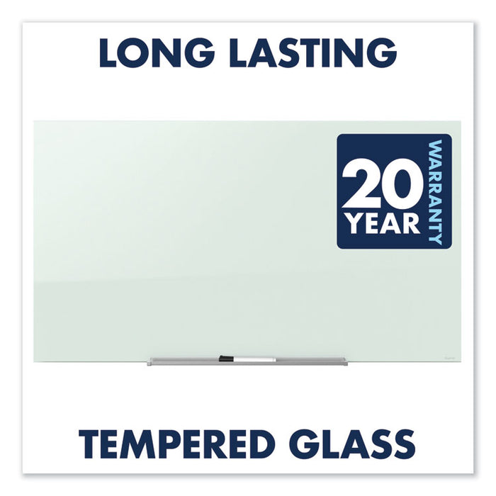 InvisaMount Magnetic Glass Marker Board, 85" x 48", White Surface