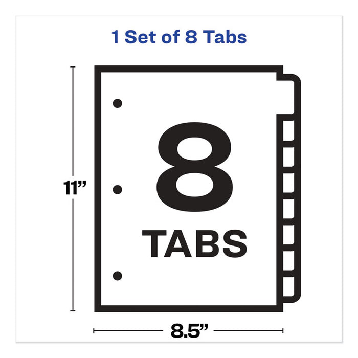 Print and Apply Index Maker Clear Label Dividers, Big Tab, 8-Tab, 11 x 8.5, White, 1 Set