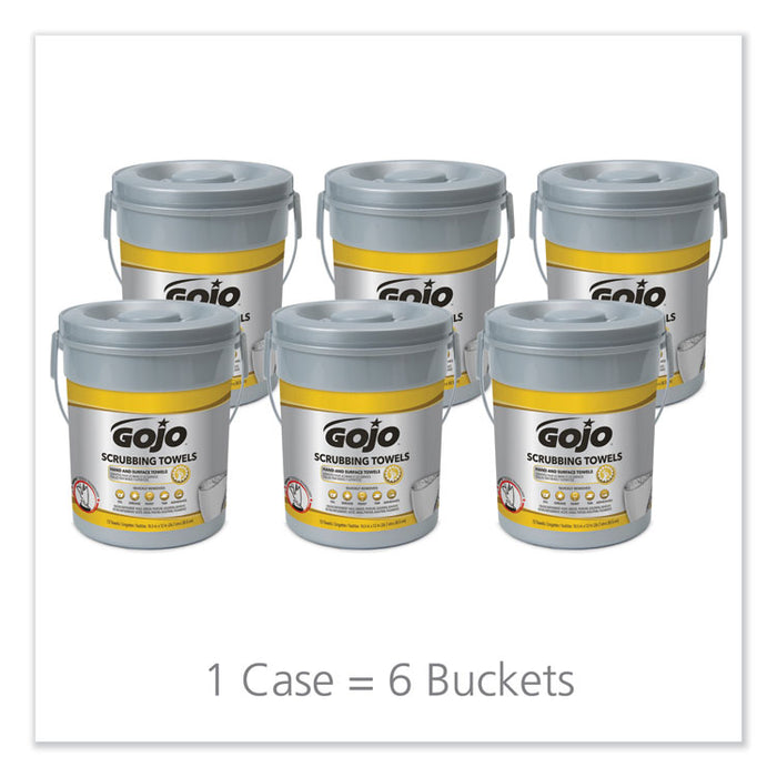 Scrubbing Towels, Hand Cleaning, 2-Ply, 10.5 x 12, Silver/Yellow, 72/Bucket, 6/Carton