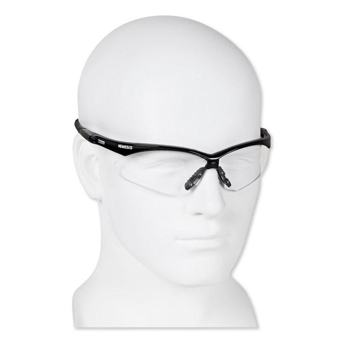 Nemesis Safety Glasses, Black Half Frame, Clear Dual Lens