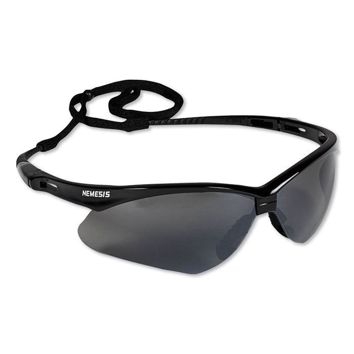 V30 Nemesis Safety Glasses, Black Half Frame, Mirrored Smoke Dual Lens