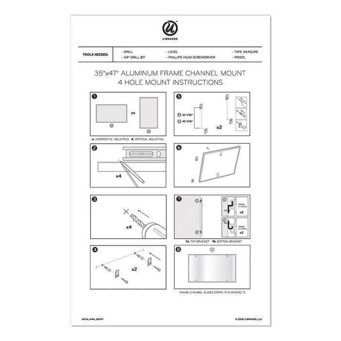 PINIT Magnetic Dry Erase Board, 48" x 36" (Actual Size: 47" x 35"), White Surface, Satin Aluminum Frame