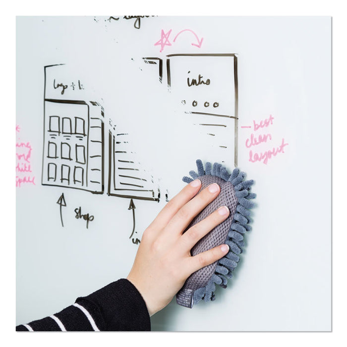 Microfiber Shag Dry Erase Board Eraser, 5" x 2.5" x 1", Blue Gray