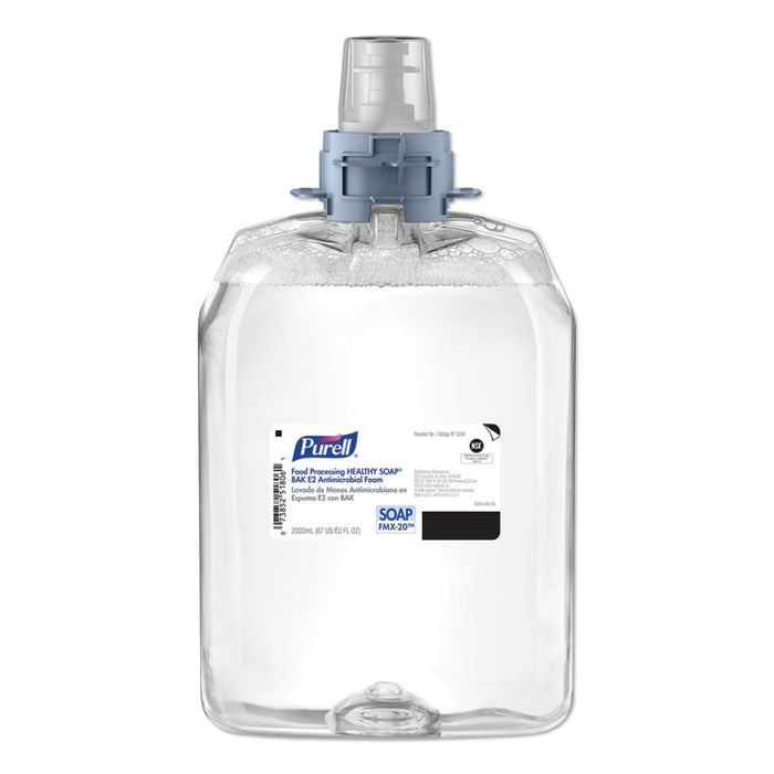 Food Processing HEALTHY SOAP BAK E2 Antimicrobial Foam Refill, For FMX-20 Dispensers, Fragrance-Free, 2,000 mL, 2/Carton