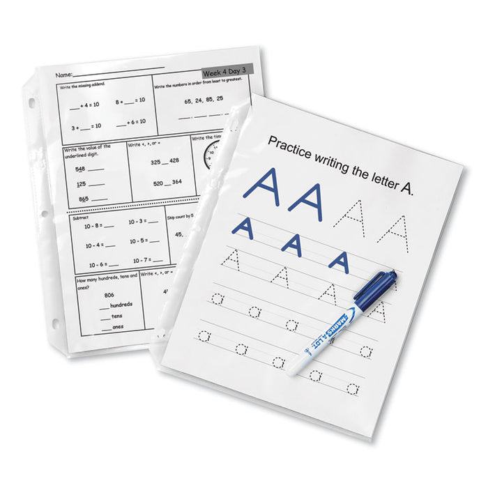 Heavyweight Easy Load Non-Glare Sheet Protector, Side: 3-Hole Punched, Top Load 8.5 x 11 Insert, Clear Front, 50/Box