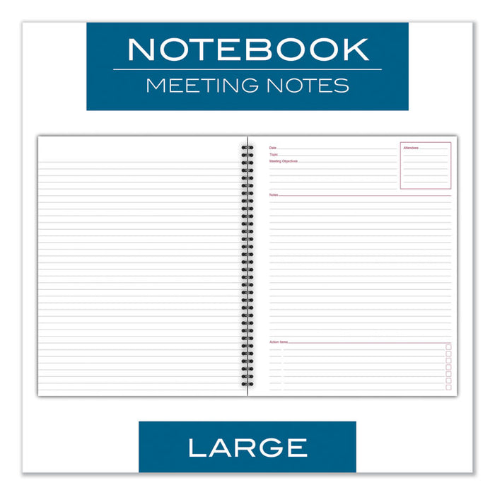 Wirebound Guided Business Notebook, Meeting Note Format, Dark Gray Linen Cover, (80) 11 x 8.25 Sheets