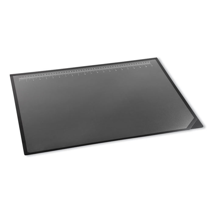 Desk Pad with Transparent Frost Lift-Top Overlay, Antimicrobial Product Protection, 31" x 20", Black