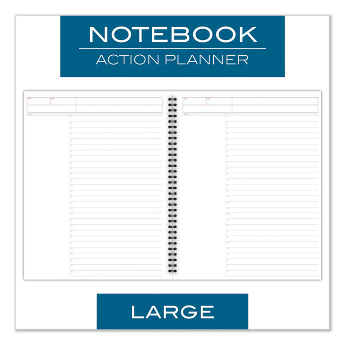 Wirebound Guided Business Notebook, Action Planner Project-Management Format, Dark Gray Linen Cover, (80) 11 x 8.5 Sheets