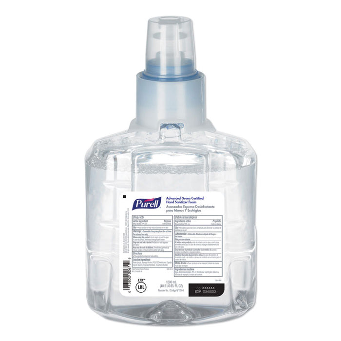 Advanced Hand Sanitizer Green Certified Foam Refill, For LTX-12 Dispensers, 1,200 mL, Fragrance-Free