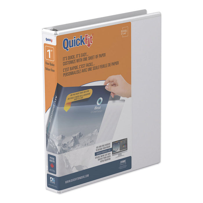 QuickFit Round-Ring View Binder, 3 Rings, 1" Capacity, 11 x 8.5, White