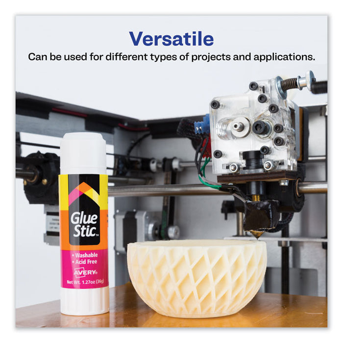 Permanent Glue Stic, 1.27 oz, Applies White, Dries Clear
