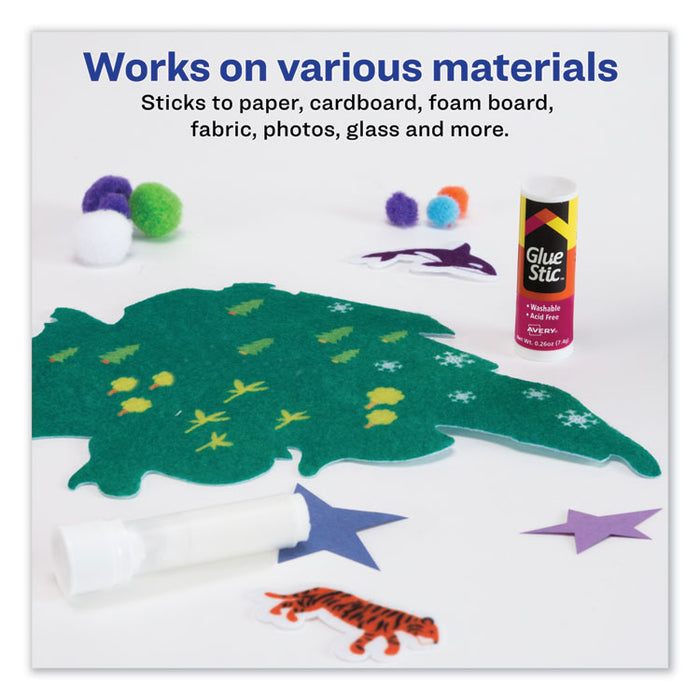 Permanent Glue Stic Value Pack, 0.26 oz, Applies White, Dries Clear, 6/Pack