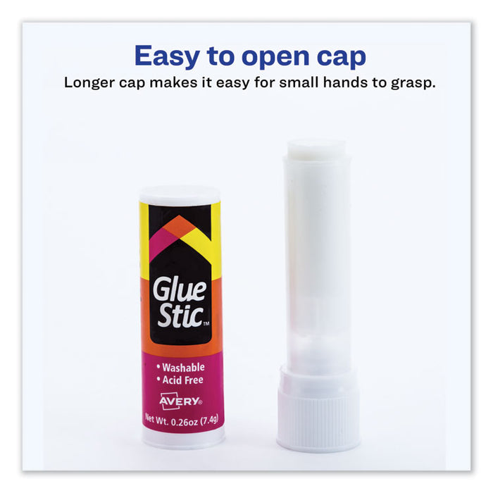 Permanent Glue Stic Value Pack, 0.26 oz, Applies White, Dries Clear, 6/Pack