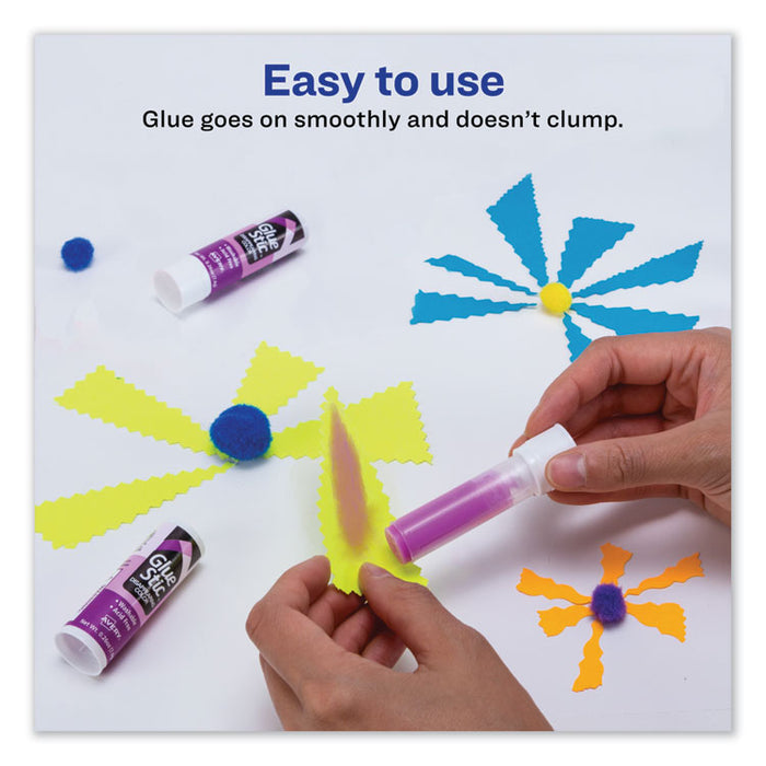Permanent Glue Stic Value Pack, 0.26 oz, Applies Purple, Dries Clear, 6/Pack