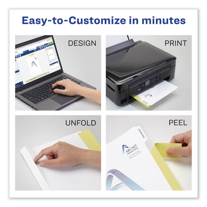 Customizable Print-On Dividers, Unpunched, 5-Tab, 11 x 8.5, White, 5 Sets