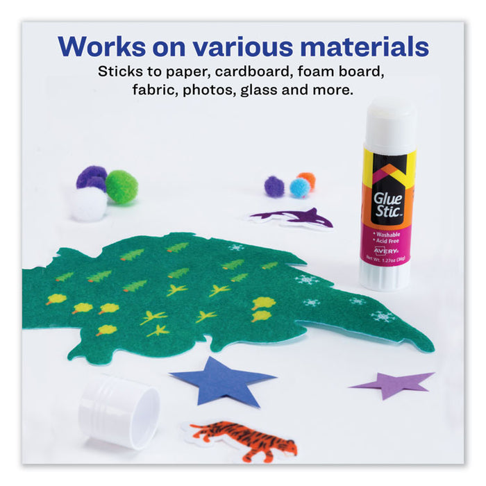 Permanent Glue Stic, 1.27 oz, Applies White, Dries Clear