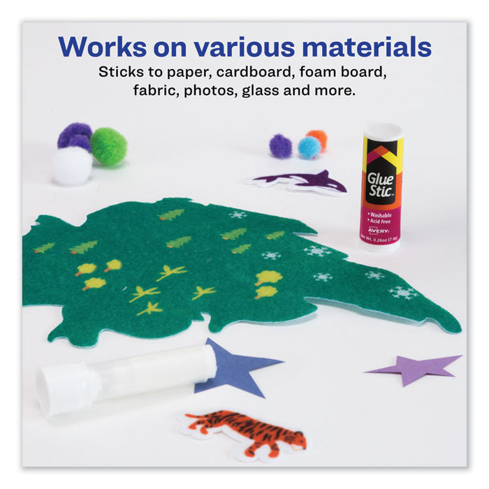 Permanent Glue Stic, 0.26 oz, Applies White, Dries Clear