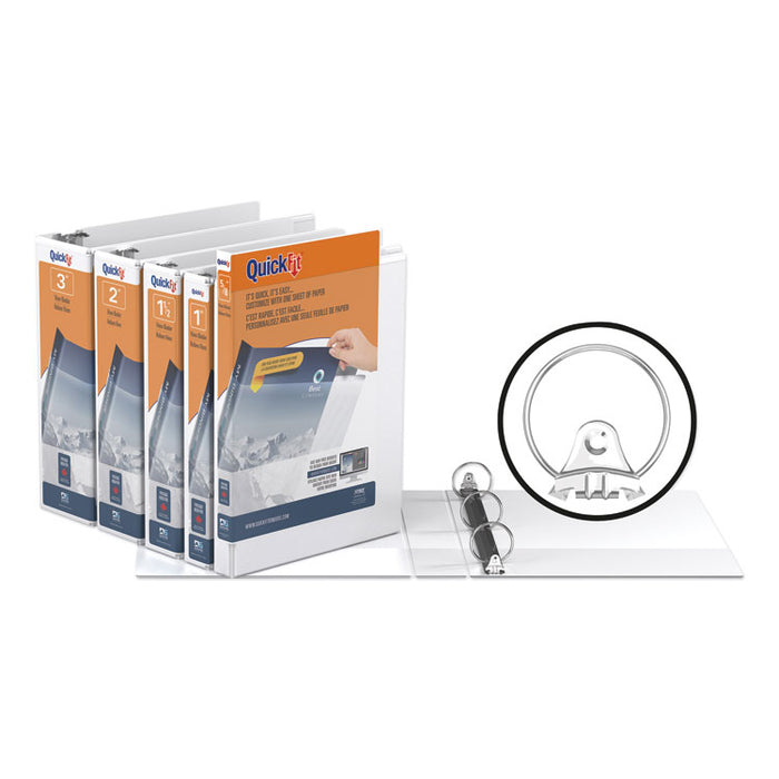 QuickFit Round-Ring View Binder, 3 Rings, 3" Capacity, 11 x 8.5, White