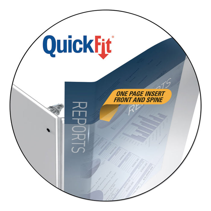 QuickFit D-Ring View Binder, 3 Rings, 4" Capacity, 11 x 8.5, White