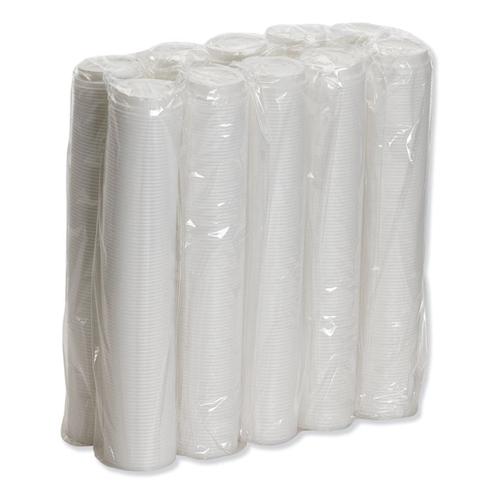 Dome Hot Drink Lids, WiseSize, Fits 8 oz Hot Cups, Plastic, White, 100/Sleeve, 10 Sleeves/Carton