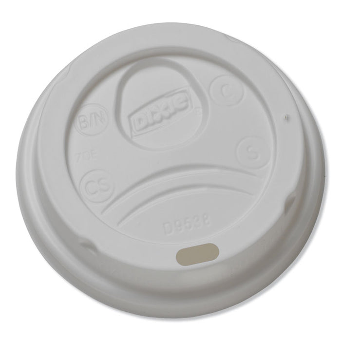 Dome Hot Drink Lids, WiseSize, Fits 8 oz Hot Cups, Plastic, White, 100/Sleeve, 10 Sleeves/Carton