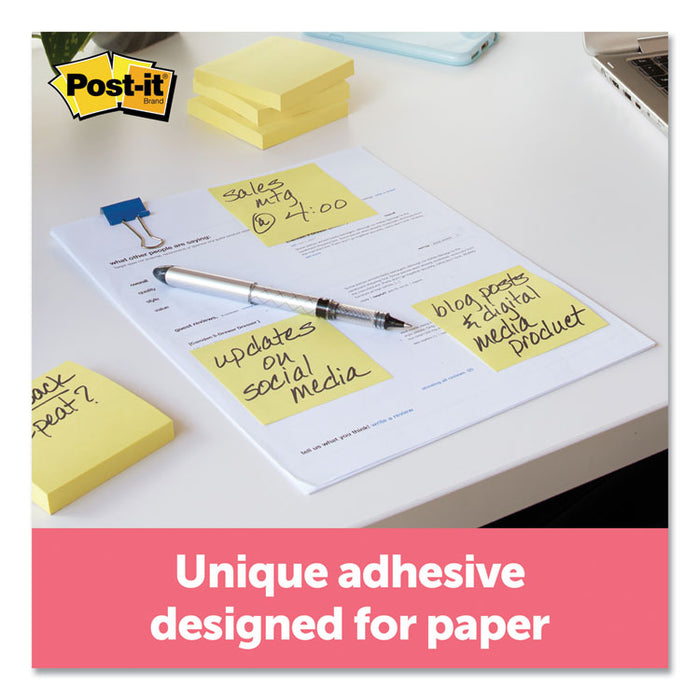 Original Pads in Canary Yellow, 3" x 3", 100 Sheets/Pad, 12 Pads/Pack
