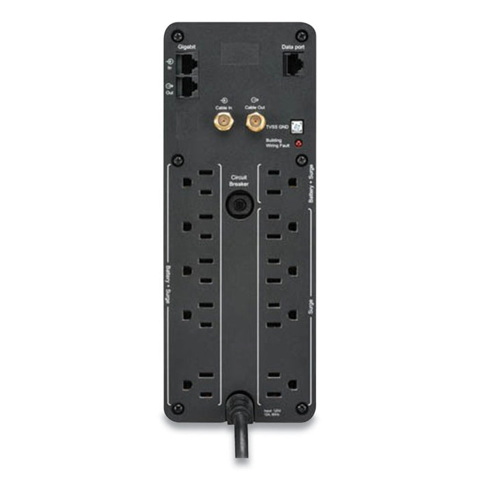 BR1000MS Back-UPS PRO BR Series SineWave Battery Backup System, 10 Outlets, 1,000 VA, 1,080 J