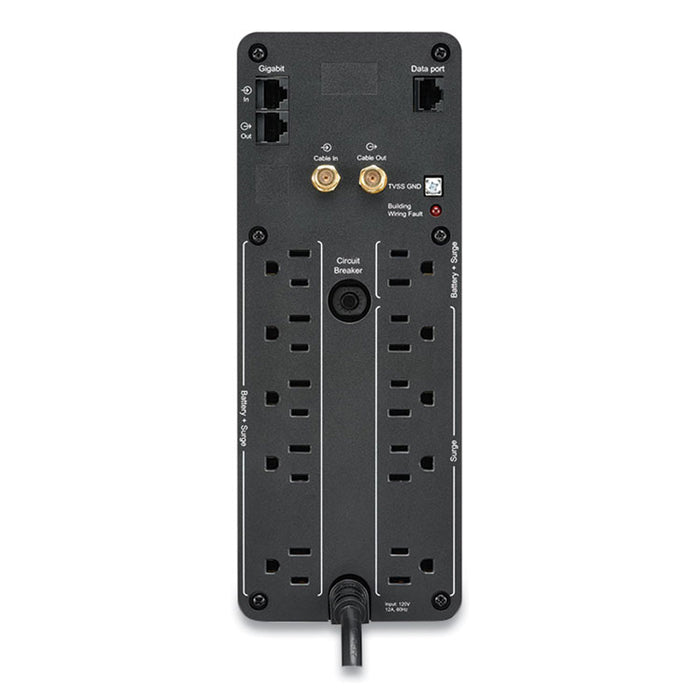 BR1500MS Back-UPS PRO BR Series SineWave Battery Backup System, 10 Outlets, 1,500 VA, 1,080 J