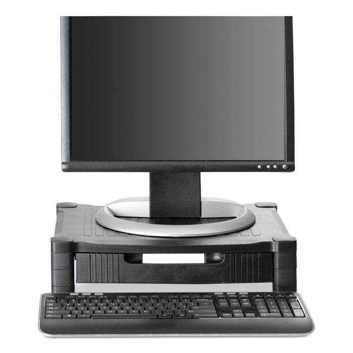 Monitor Stand Riser with Drawer, 17" x 13" x 3.75", Black, Supports 22 lbs