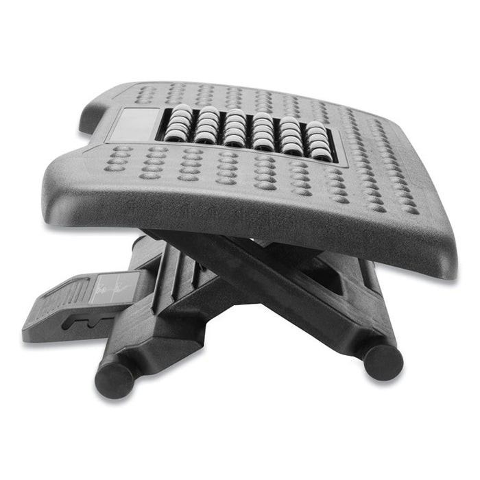 Adjustable Height Footrest with Rollers for Massage, 18w x 14d x 4.25h, Black