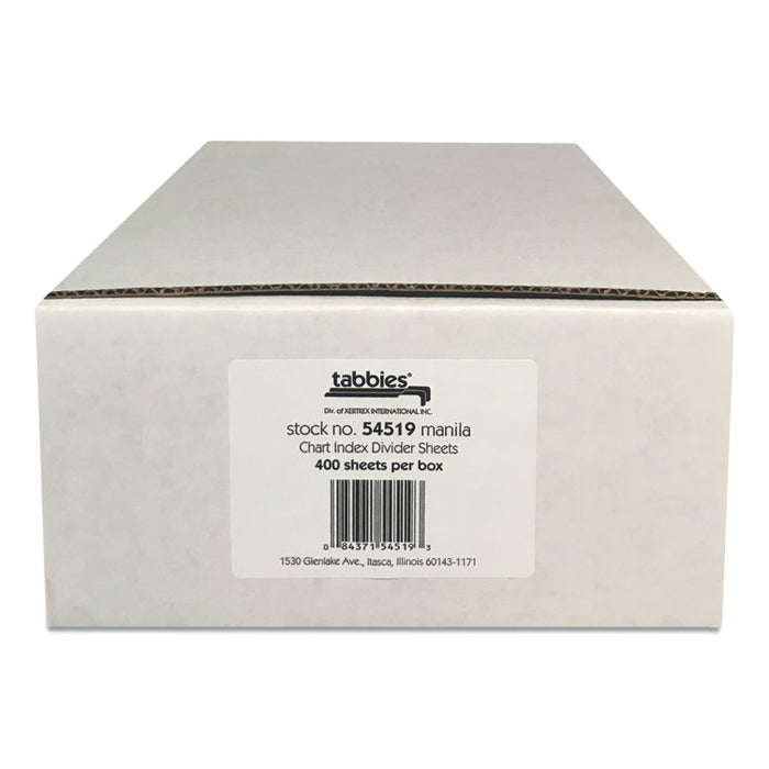 Medical Chart Index Divider Sheets, Untabbed, 11 x 8.5, Manila, 400/Box