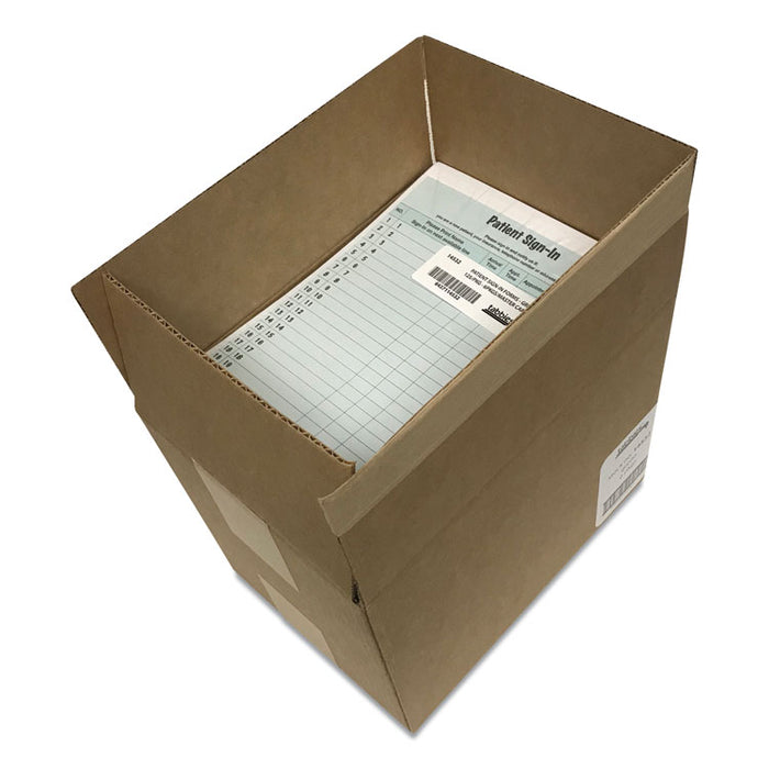 Patient Sign-In Label Forms, Two-Part Carbon, 8.5 x 11.63, Green Sheets, 125 Forms Total